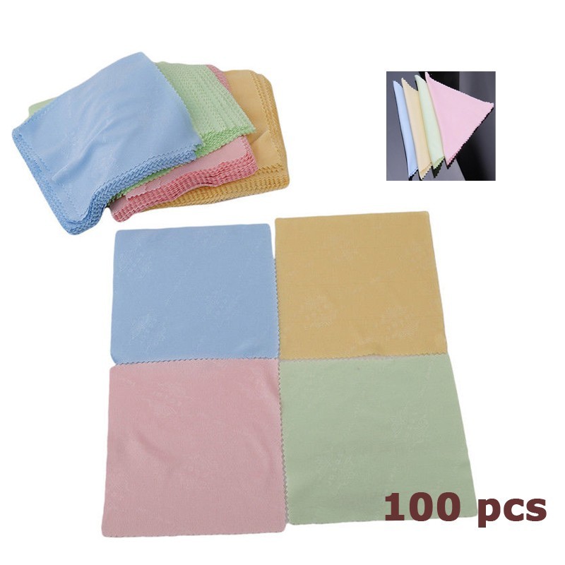 100pcs Microfiber Glasses Cleaning Cloth Wipe Glasses Lenses Clean Dust 5″×5″