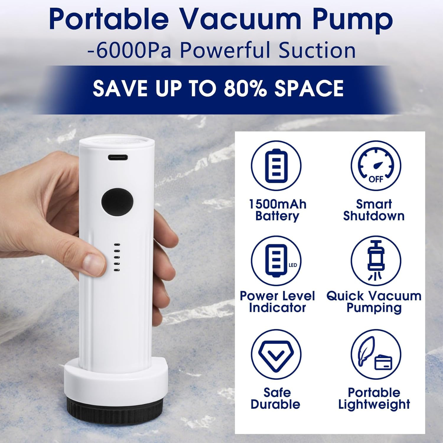 6.0Kpa Cordless Electric Vacuum Pump for Storage Bags Small Travel Air Pump |…