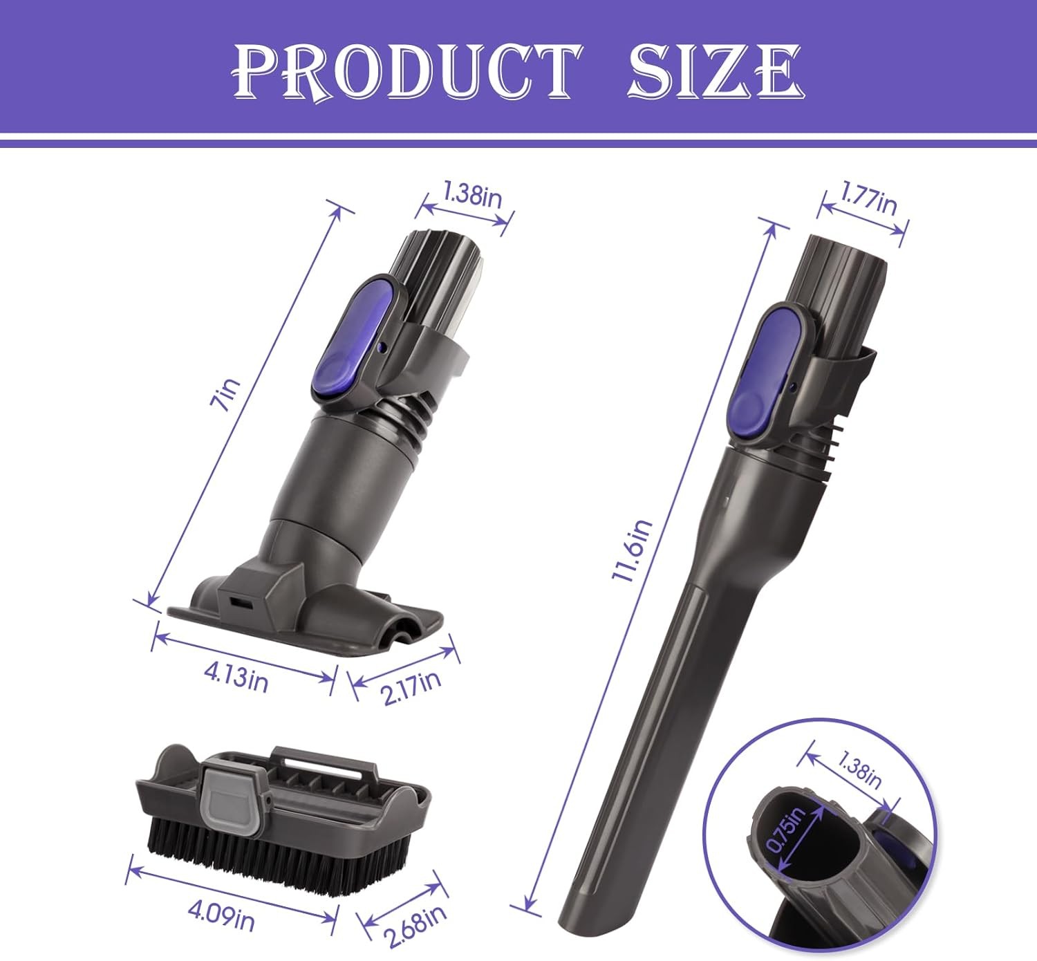 Vacuum Crevice Tool Brush Replacement Parts Compatible with Shark Pet Cordless