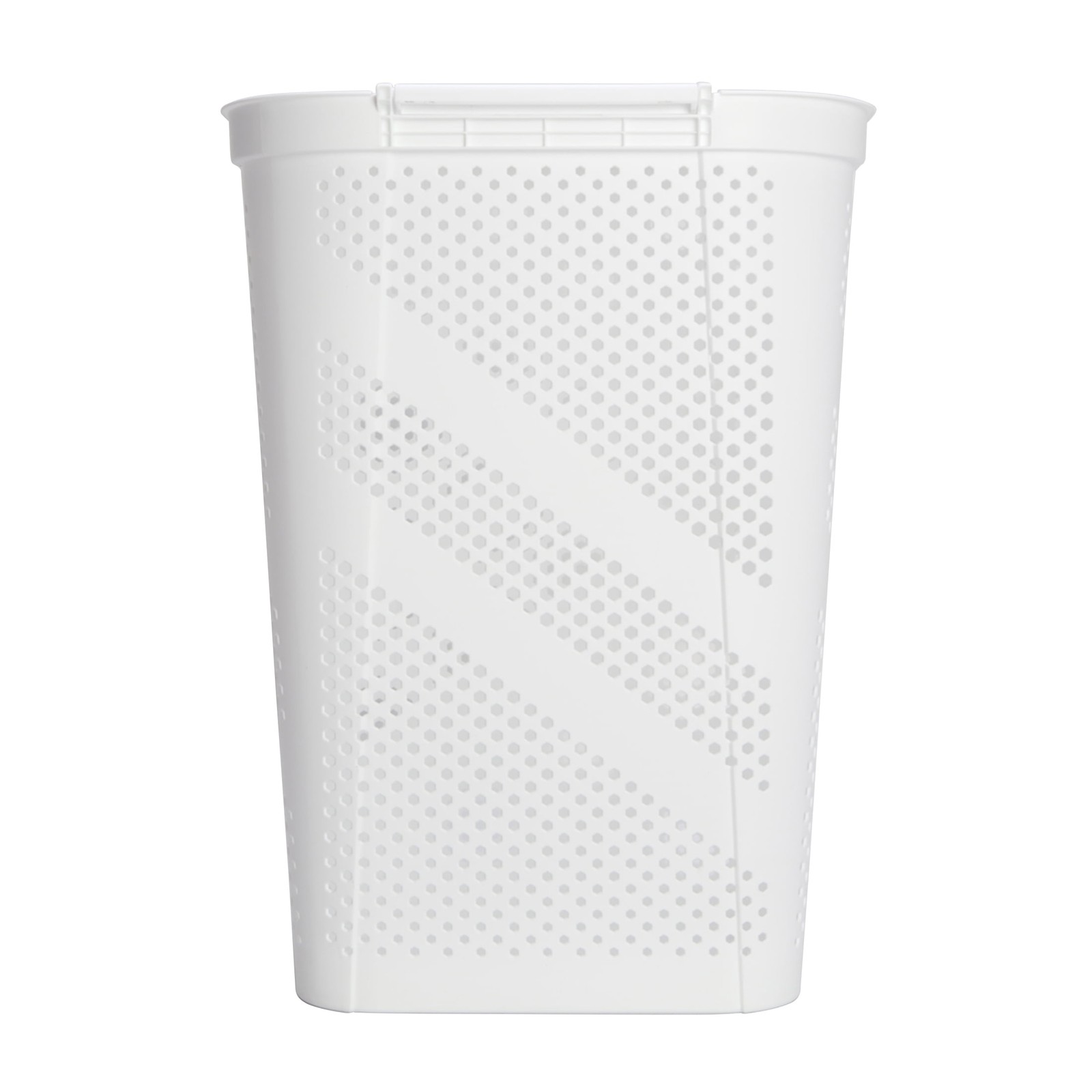24″ Plastic Hinged-Lid Rectangle Laundry Hamper, White, Adult