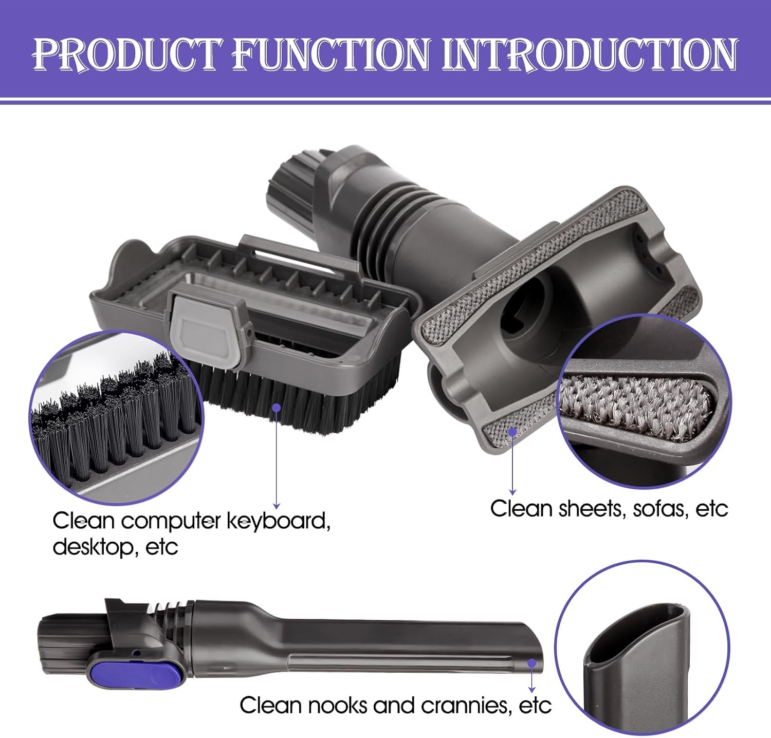 Vacuum Crevice Tool Brush Replacement Parts Compatible with Shark Pet Cordless