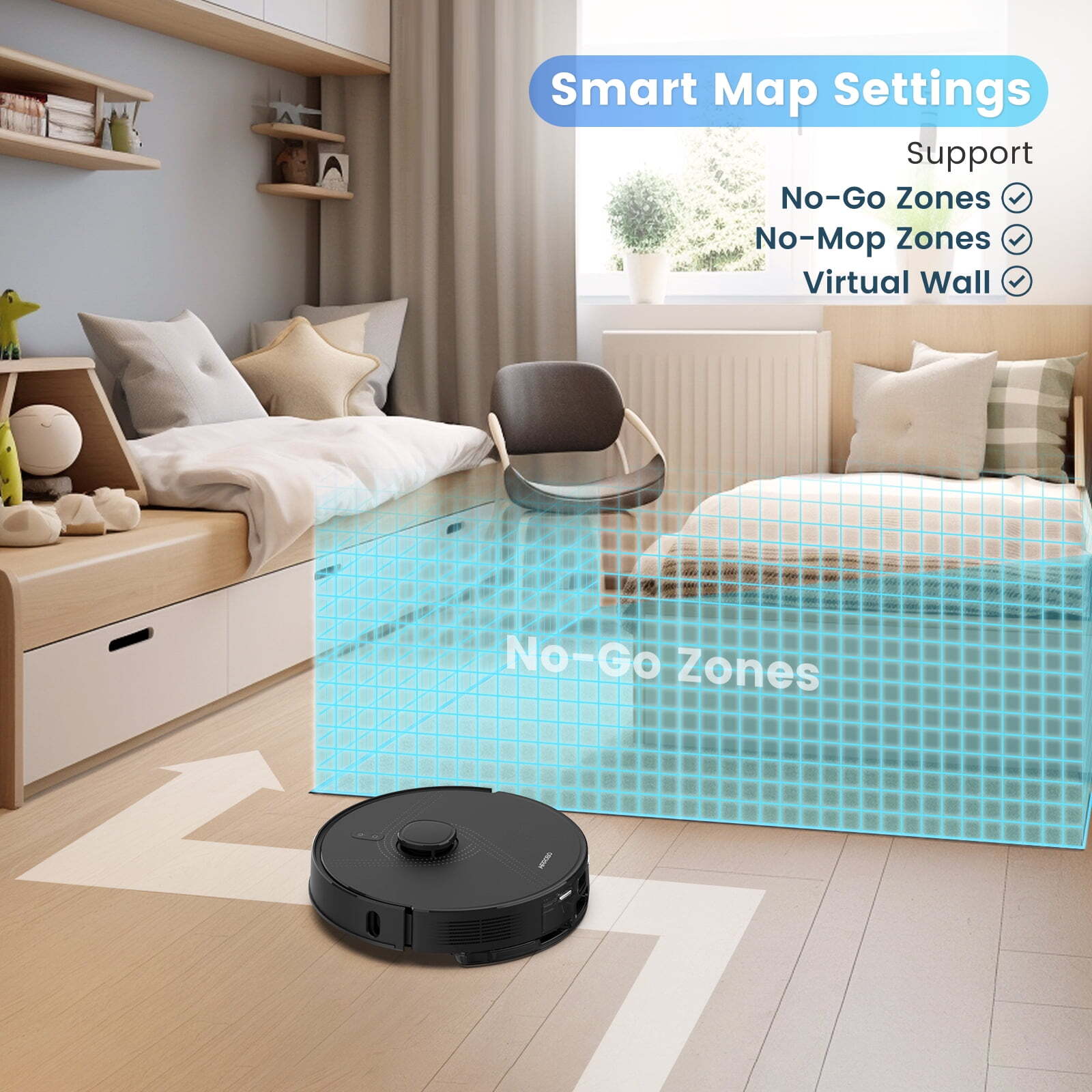 Robot Vacuum Cleaner, 60 Days Self-Empty Bin, 180 Min Runtime, APP Voice Control