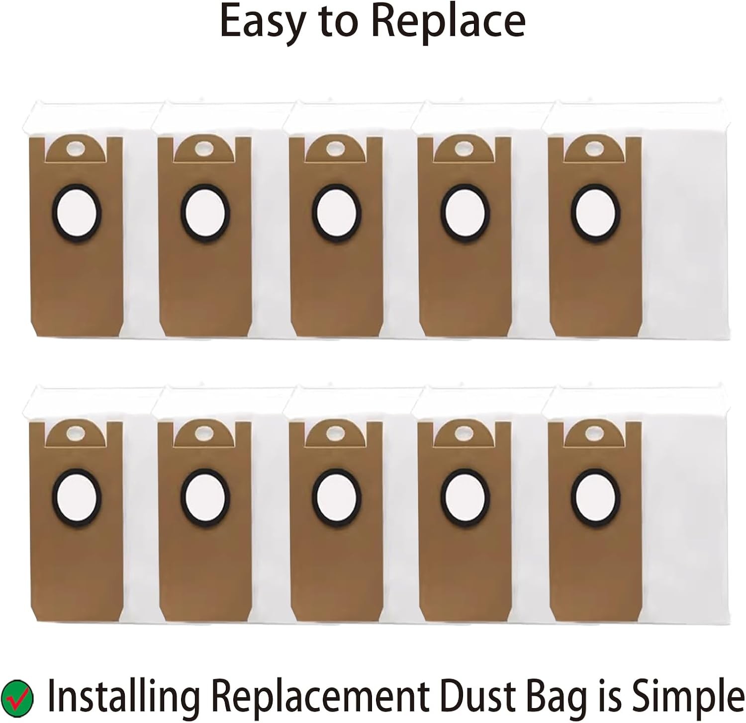 10 Pack Replacement Dust Bags for Laresar L6 Pro and Viomi S9 Robot Vacuum