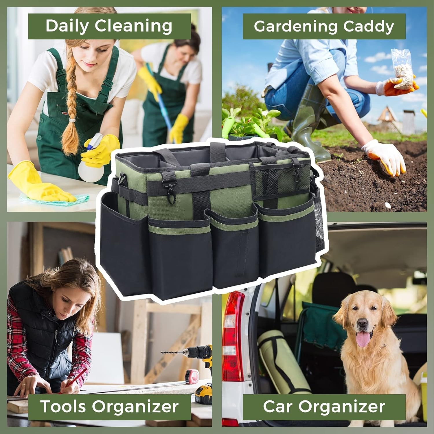 Wearable Cleaning Caddy Organizer with Handle & Shoulder Straps for Housekeep…
