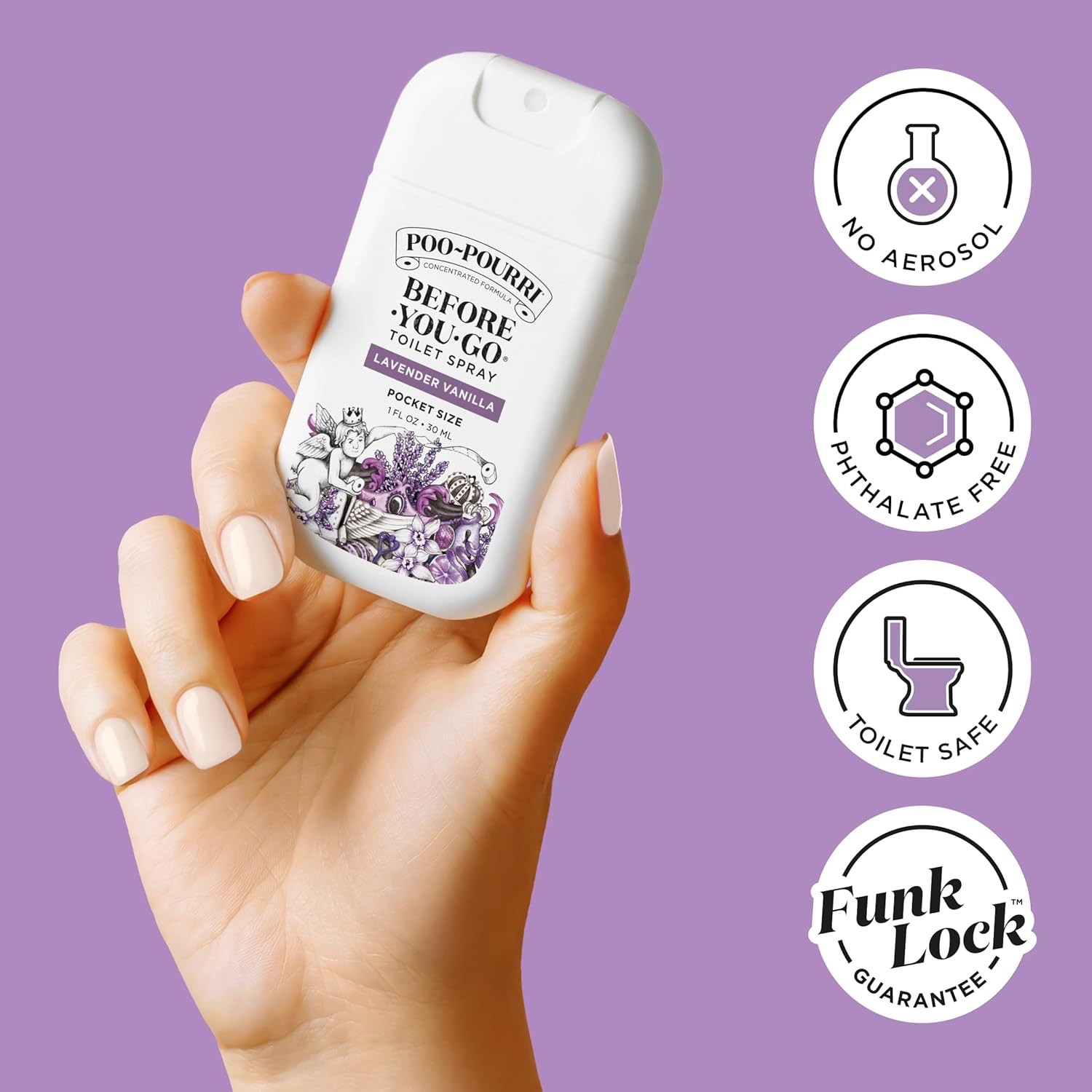 Before-You-Go Pocket Toilet Spray 4 PACK 1 Fl Oz Lavender Vanilla