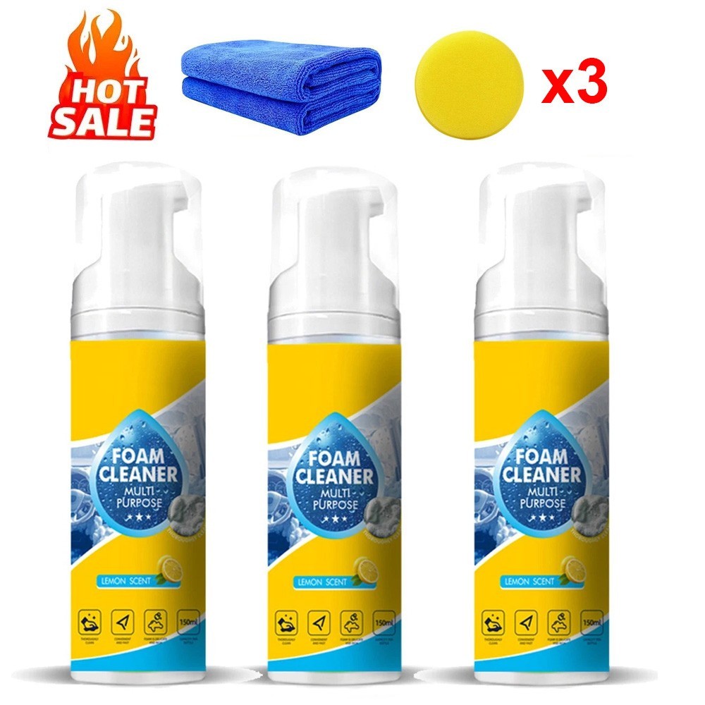 1-5x 4-in-1 Multi-Enzyme Foam Cleaner, All-Purpose Spray 5oz with Sponge & Towel