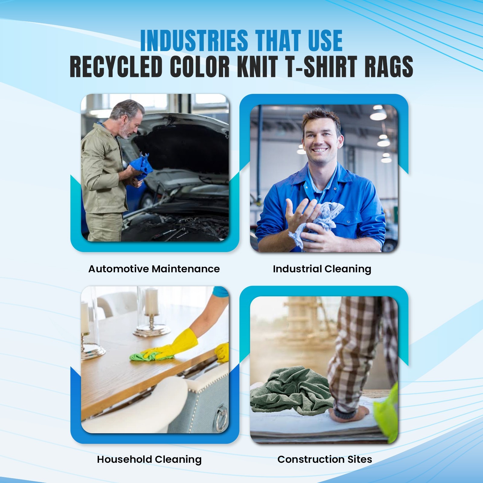 Cleaning T-Shirt Knit – Assorted Colors Wipes 600 LB Pallets – Compressed Boxes
