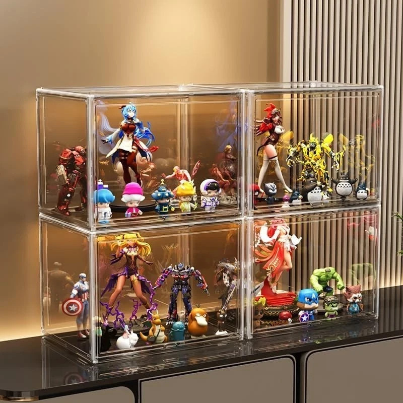 Large Clear Acrylic Plastic Display Storage Box w/Lid for Collectibles, Figures