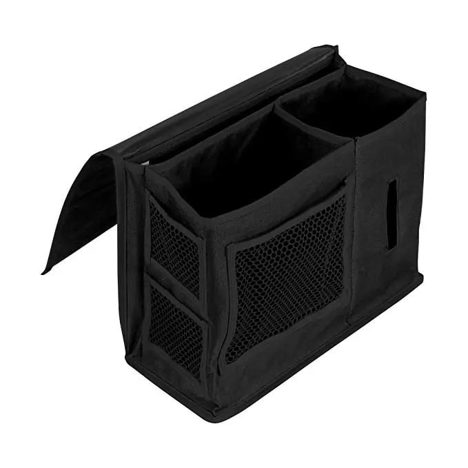7 Pocket Bedside Caddy Organizer Multi Pocket Black Magazine Rack