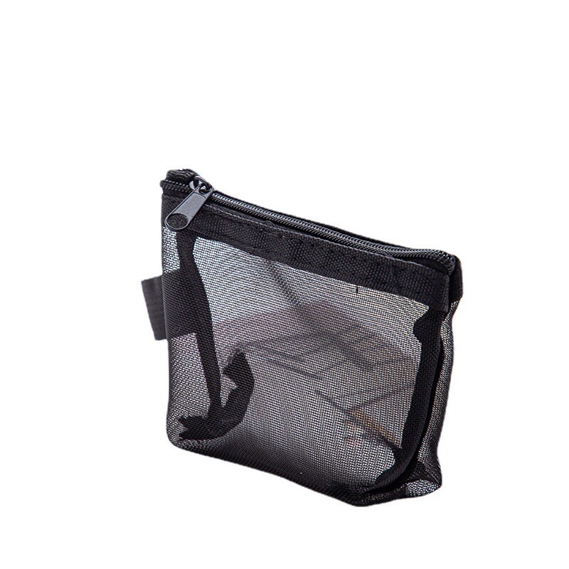 5PC Mesh Transparent Storage Bag Portable Travel Cosmetic Key Coin Zipper Purse