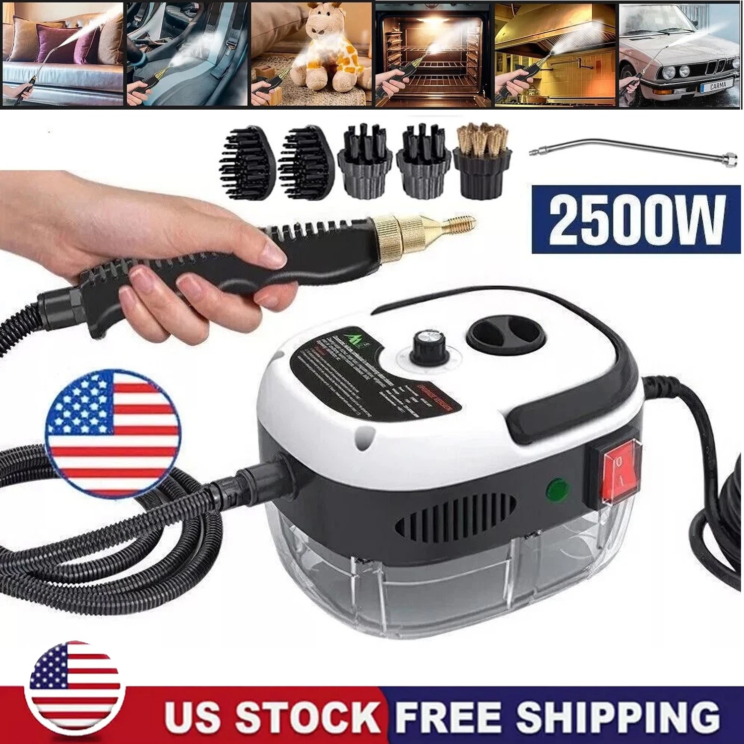2500W Handheld Car Detailing Cleaning Machine High Temp Steam Cleaner Household