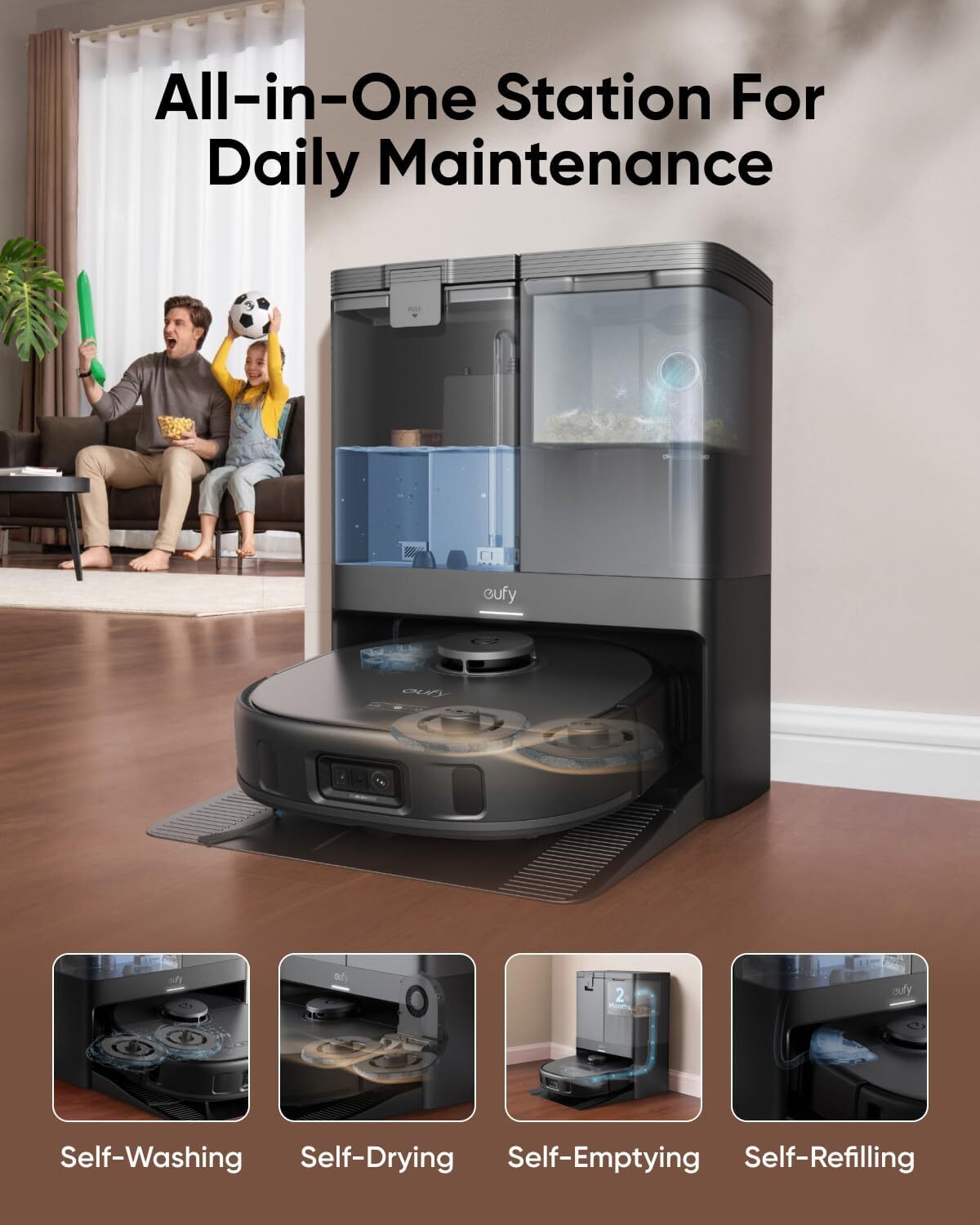 eufy X10 Pro Omni Robot Vacuum Dual Mops Wash&Dry 8000Pa Self Emptying|Refurbish
