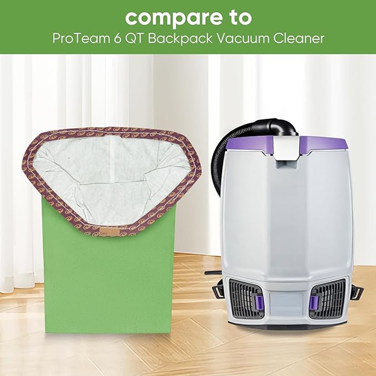 3-30 Pack 107314 Backpack Vacuum Filter Bags for ProTeam 6 QT Vacuum Cleaner