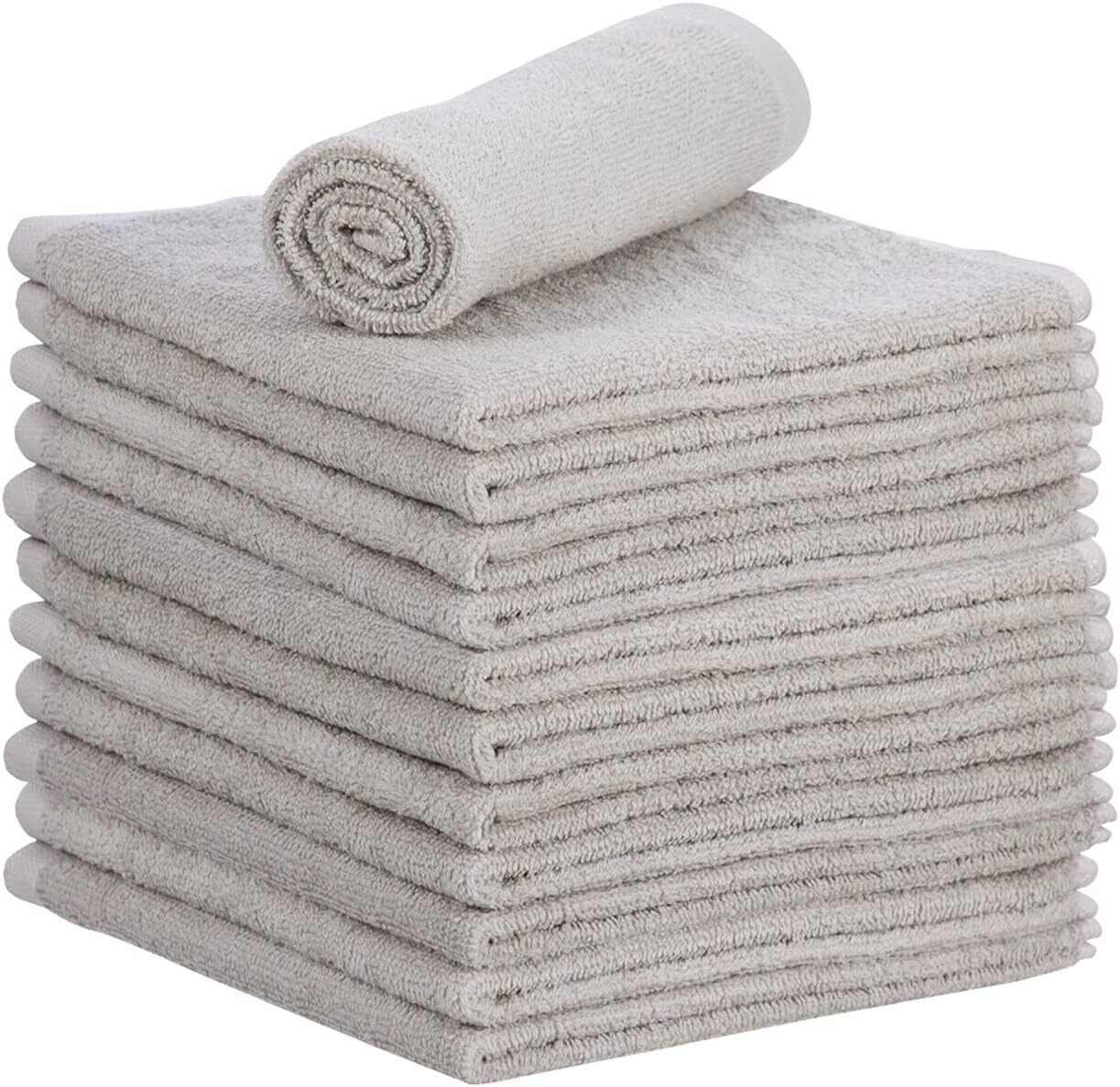 Superio 100% Cotton Terry Cloth 16″ Cleaning Rags, Facial Washcloths, 12 pack