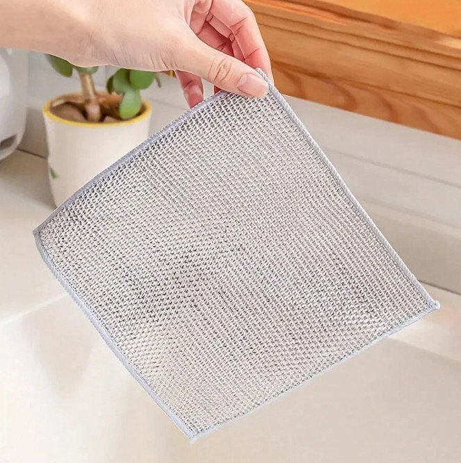 5 pcs Multipurpose Double Layer Wire Mesh Cleaning Cloths for Kitchen & Home Use