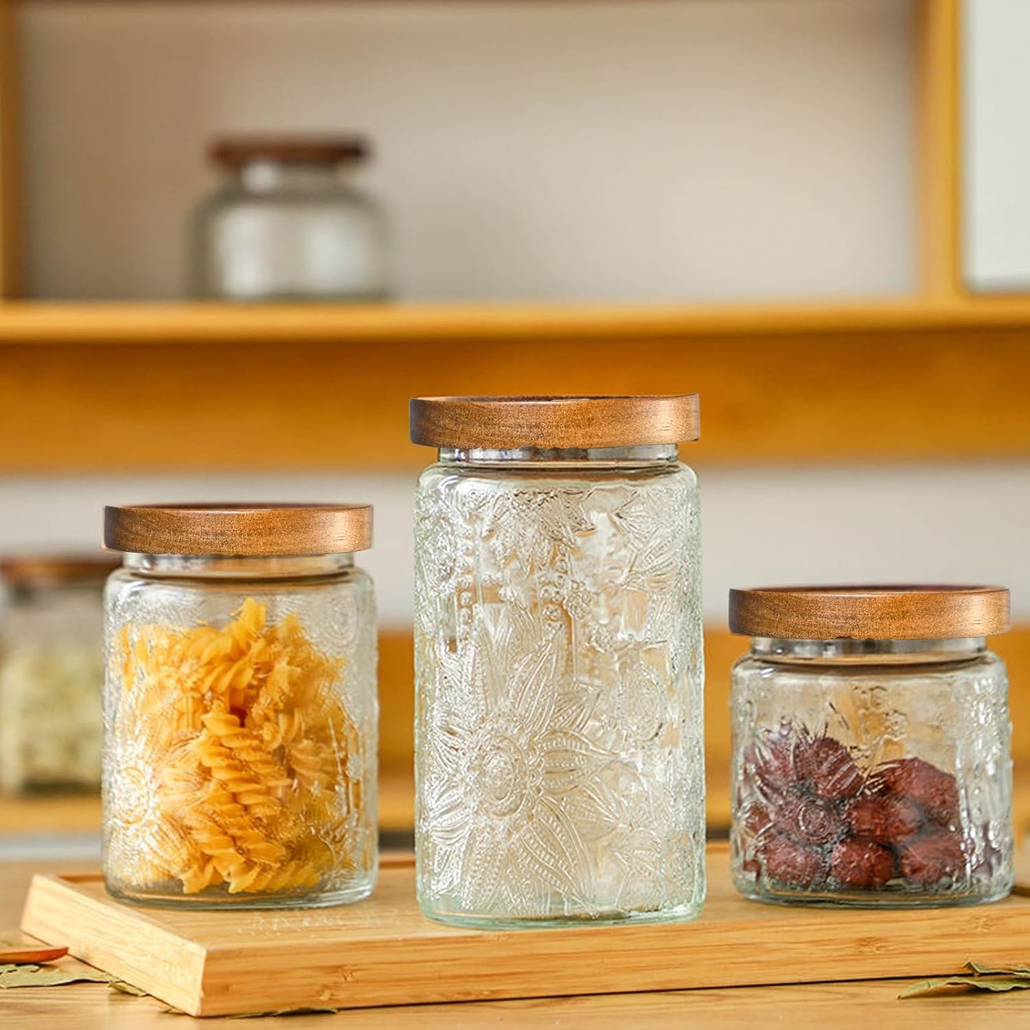 32oz Vintage Glass Jars With Lids, Airtight Food Storage Containers, Kitchen Can