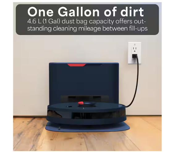 BObsweep Dustin Wi-Fi Connected Self-Emptying Robot Vacuum And Mop – Navy