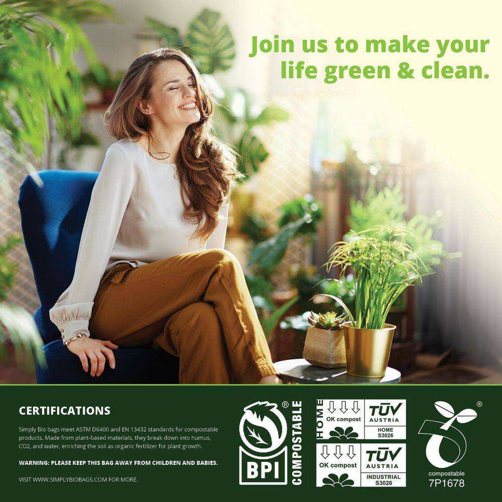 3 Gal. Compostable Trash Bags, Drawstring Heavy Duty 1 Mil., Small Kitchen Food