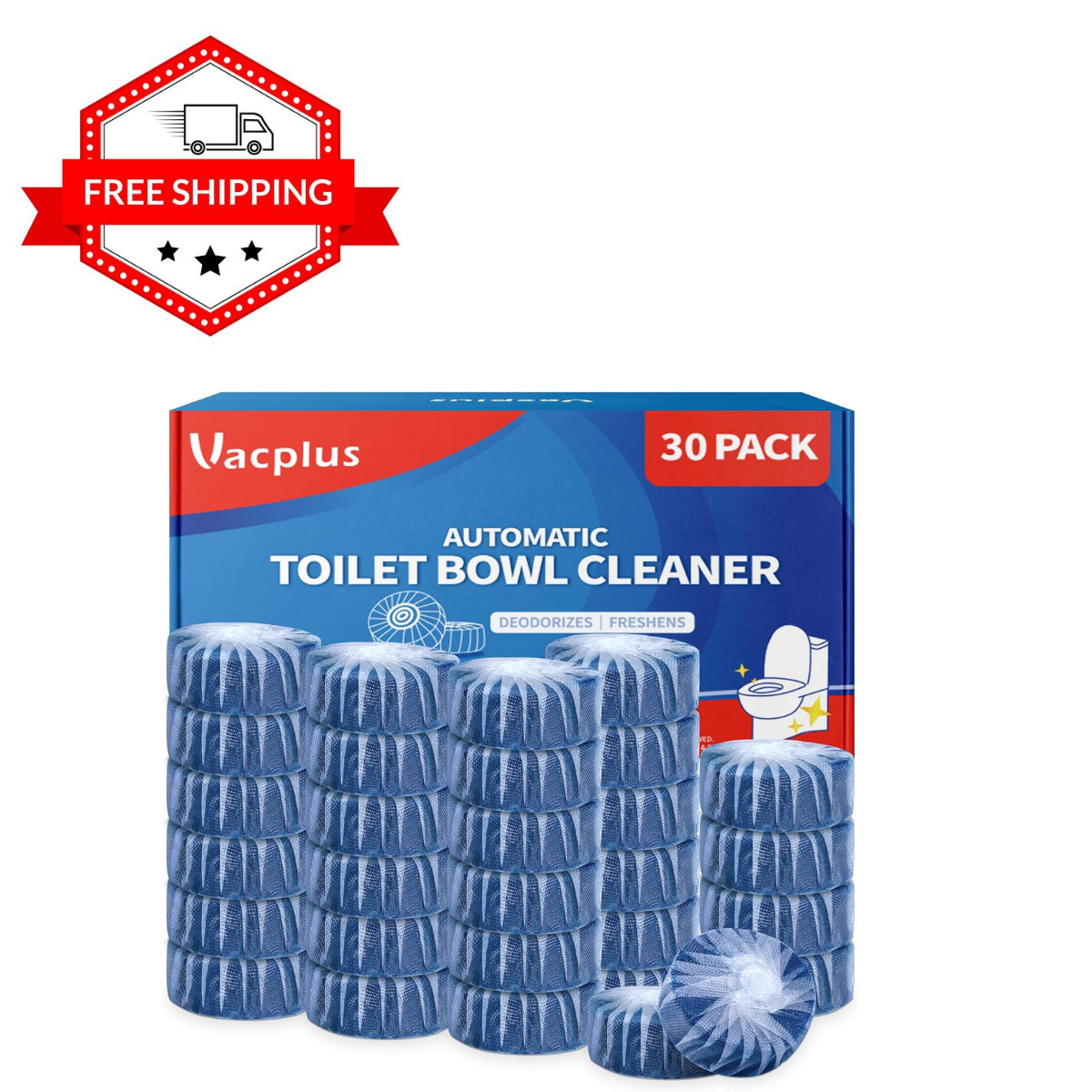 Vacplus Automatic Toilet Bowl Cleaner Tablets, Bathroom Toilet Tank Cleaner 30pk