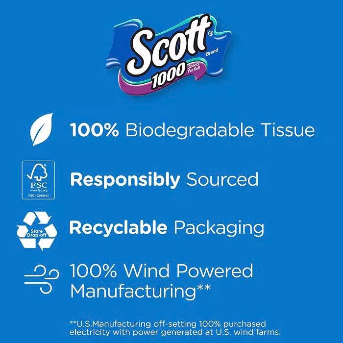Scott Toilet Paper, 1-ply, White, 1000 Sheets/Roll, 20 Rolls/Case (49668)