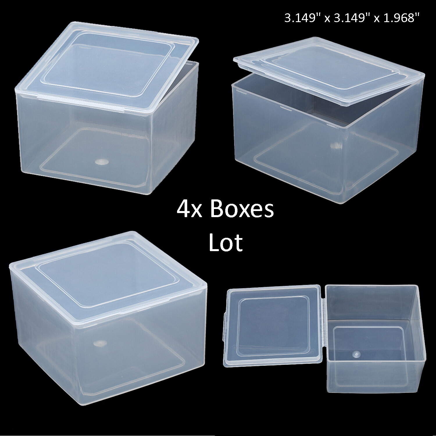 4PCS Square Plastic Storage Container Box DIY Coins Screws Jewelry Charms Travel