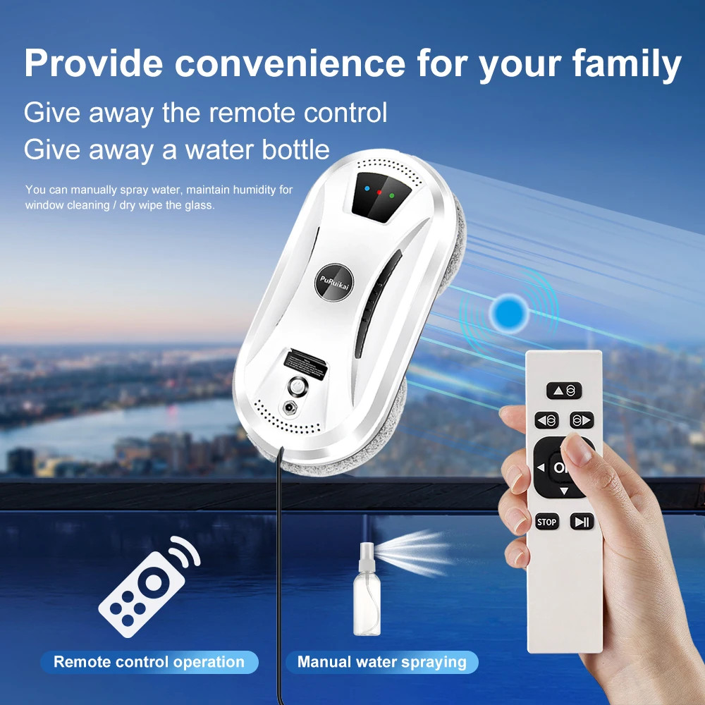PuRuiKai Electric Window Cleaning Robot Vacuum 5600Pa Remote Control
