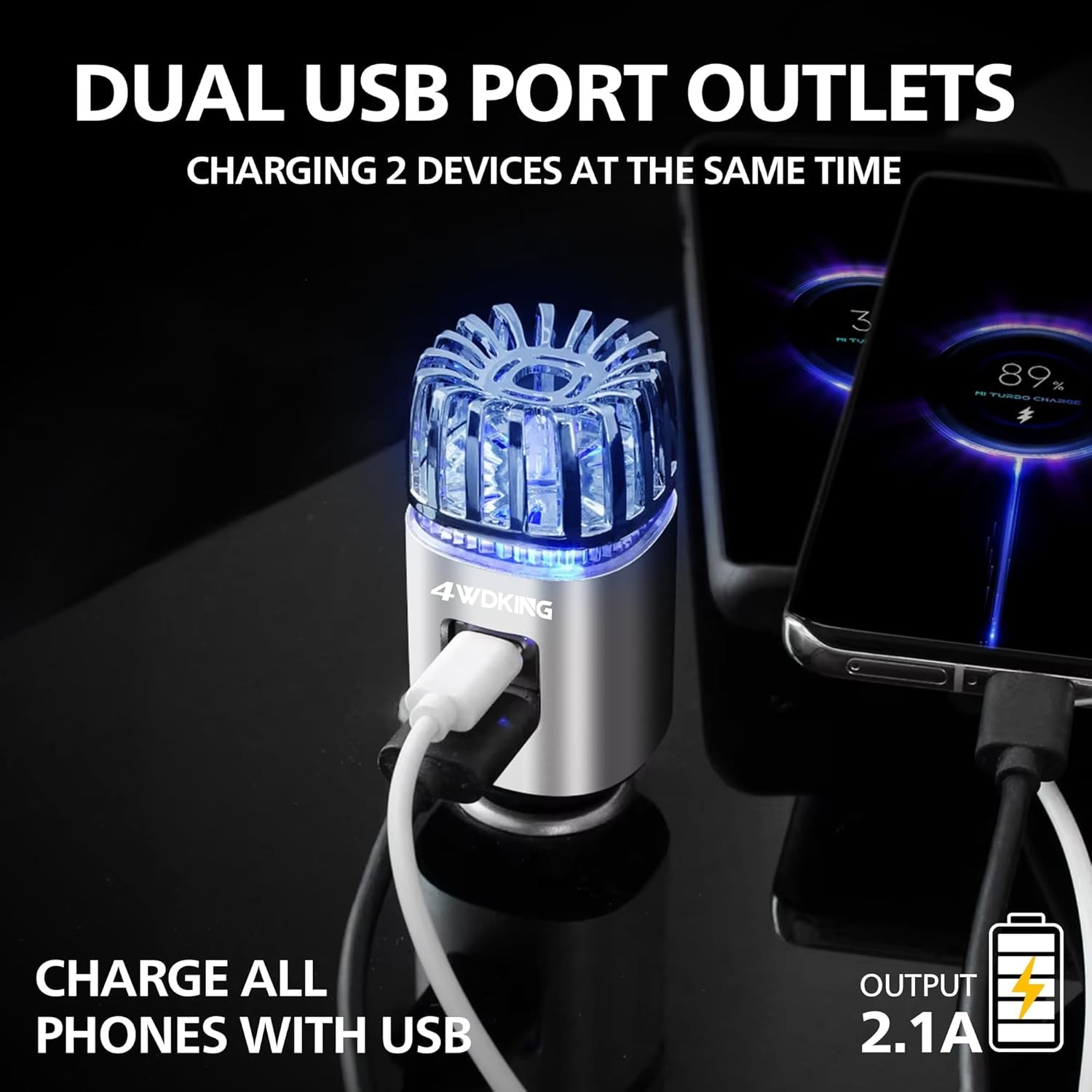 Car Air Purifier Ionizer, 12V Plug-in Car Air Freshener Gadgets with Dual Black