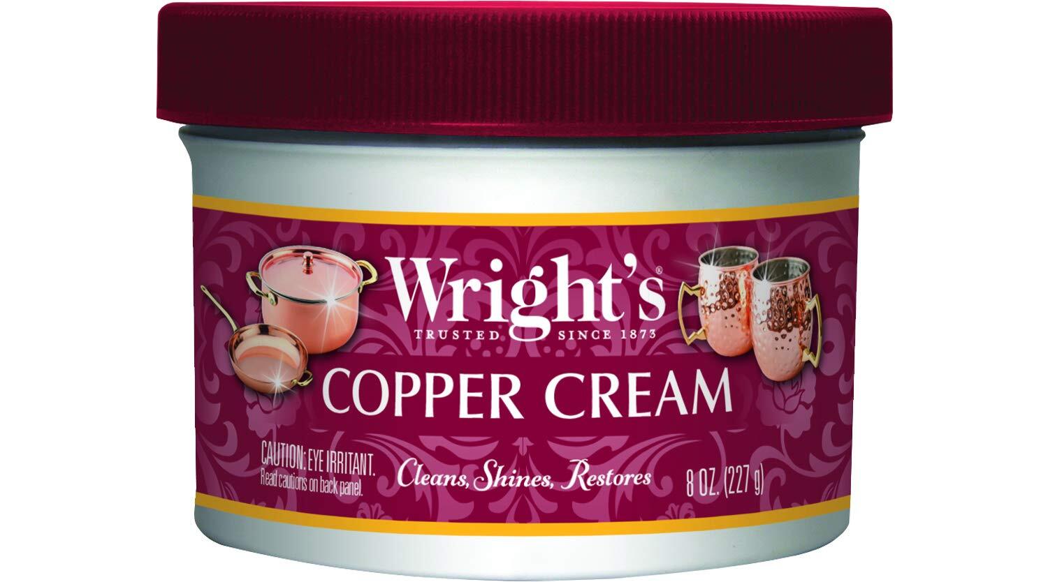 Wright’s Copper and Brass Cream Cleaner 8 Ounce Gently Cleans & Removes Tarnish