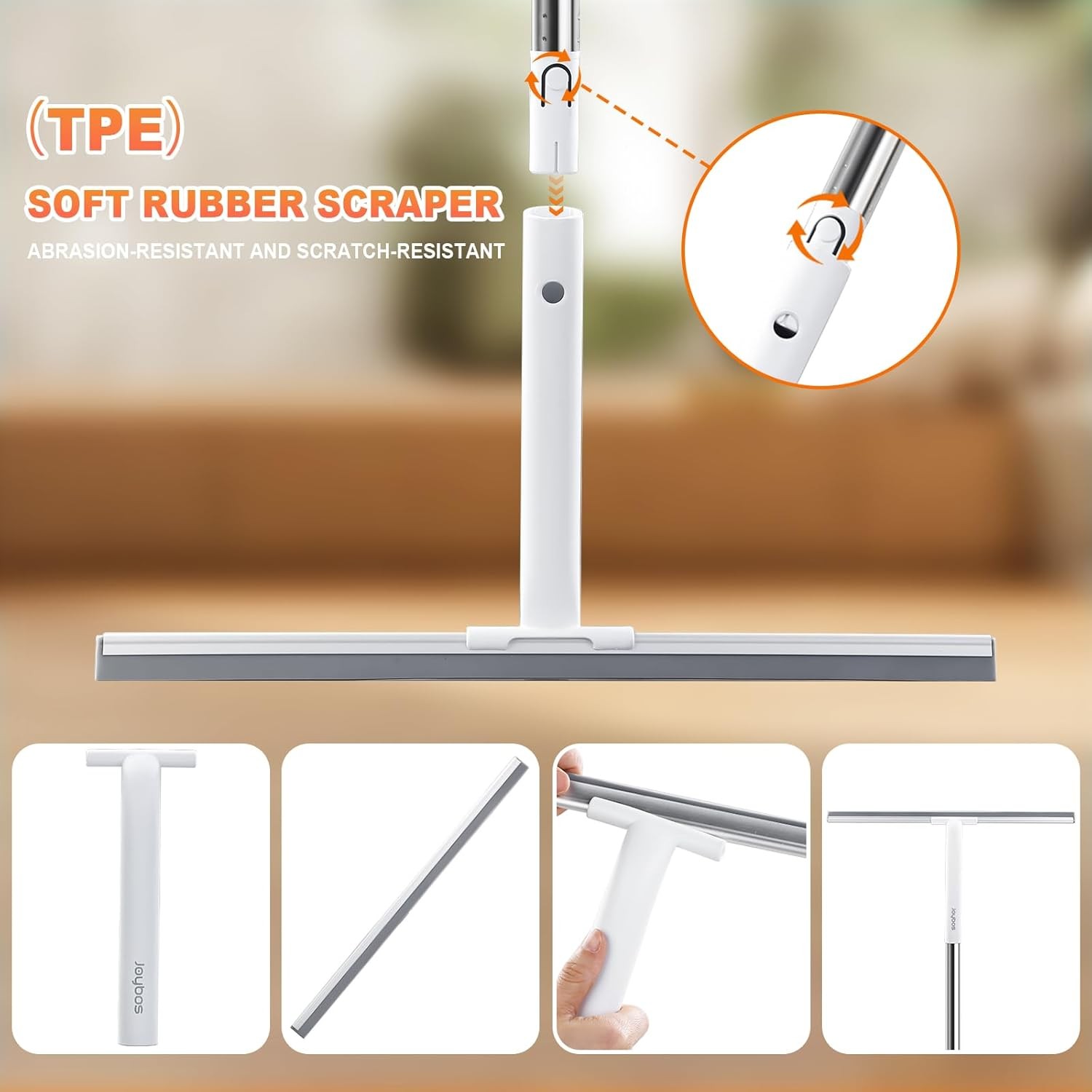 Rubber Floor Squeegee for Smooth Surface Concrete Floor, Tile Floor, Heavy Duty