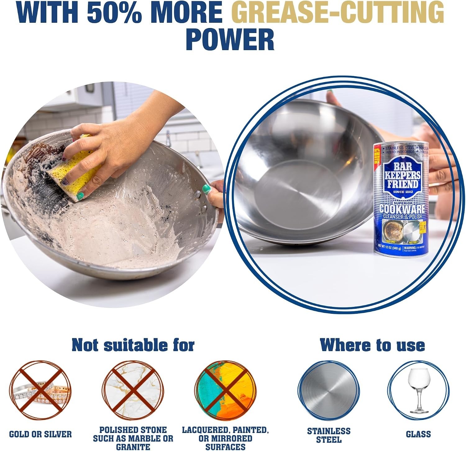 Multi-Surface Stainless Steel Cleaner & Degreaser – 2 x 12 oz for Pots & Pans