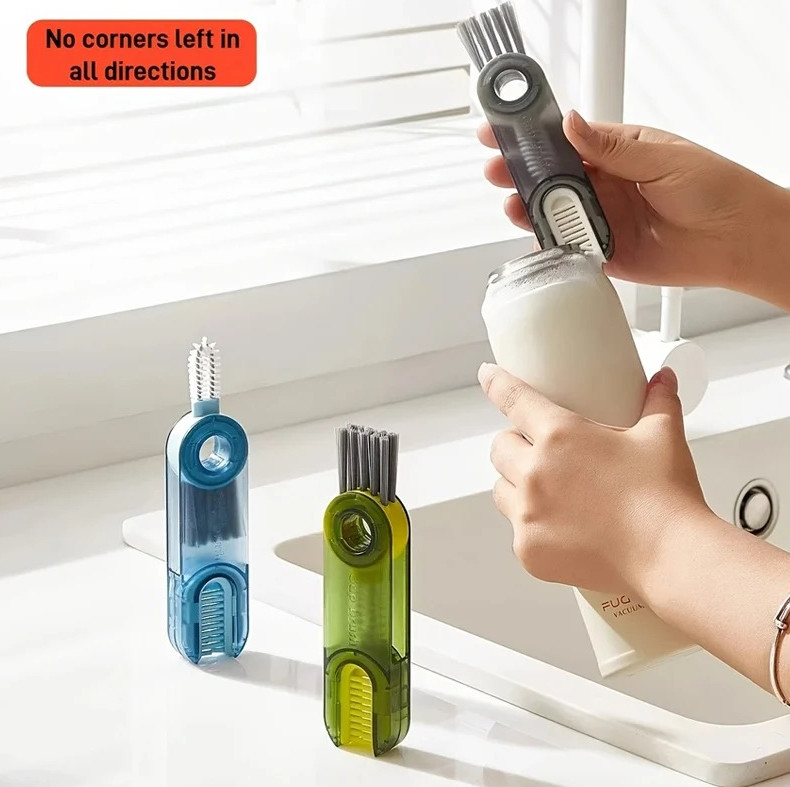 3-in-1 Bottle & Cup Cleaning Brush U-Shaped Water Bottle Lid Cleaner