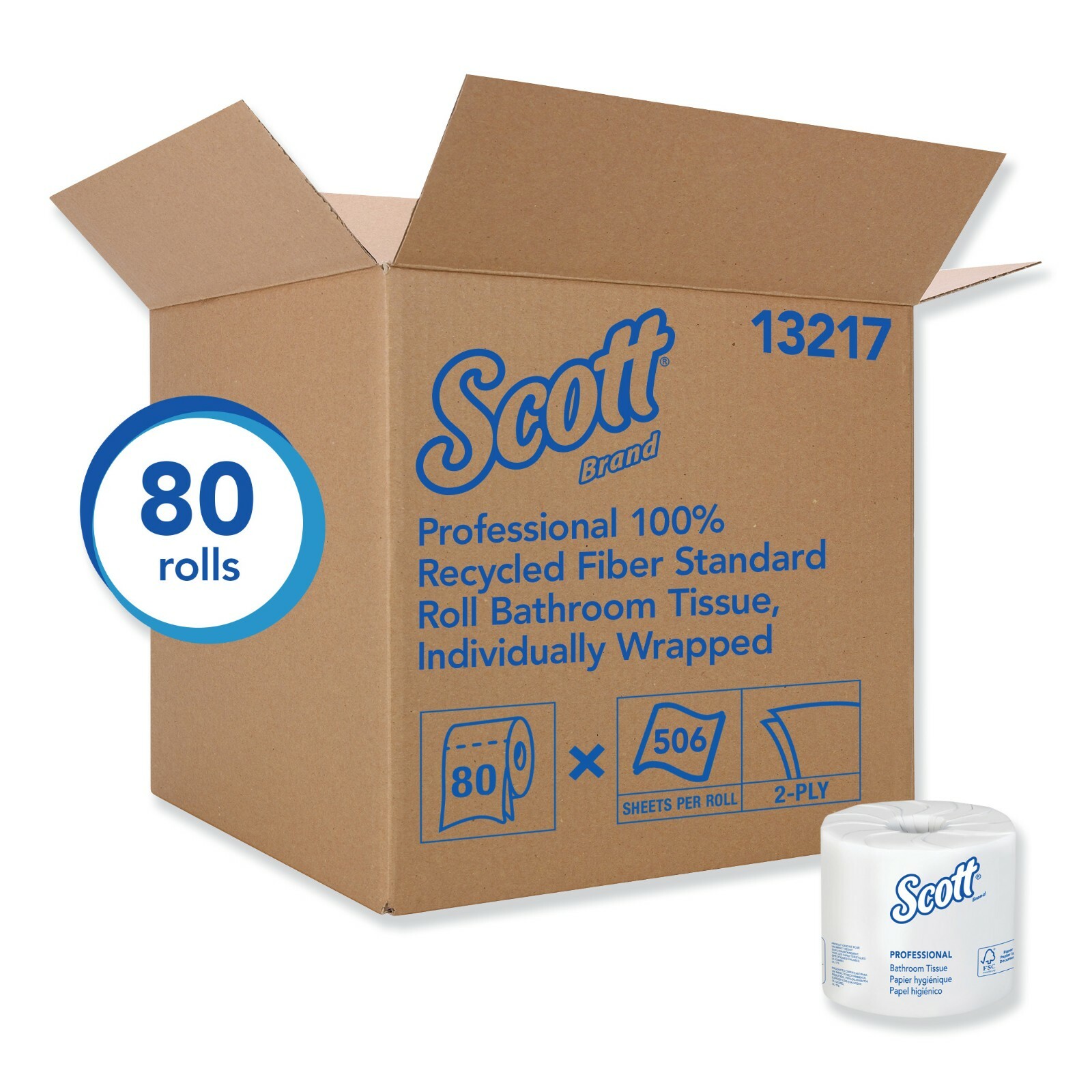 80 Rolls SCOTT Soft Toilet Paper 506 Sheets 2Ply NO CLOG SEPTIC SAFE Bulk Supply