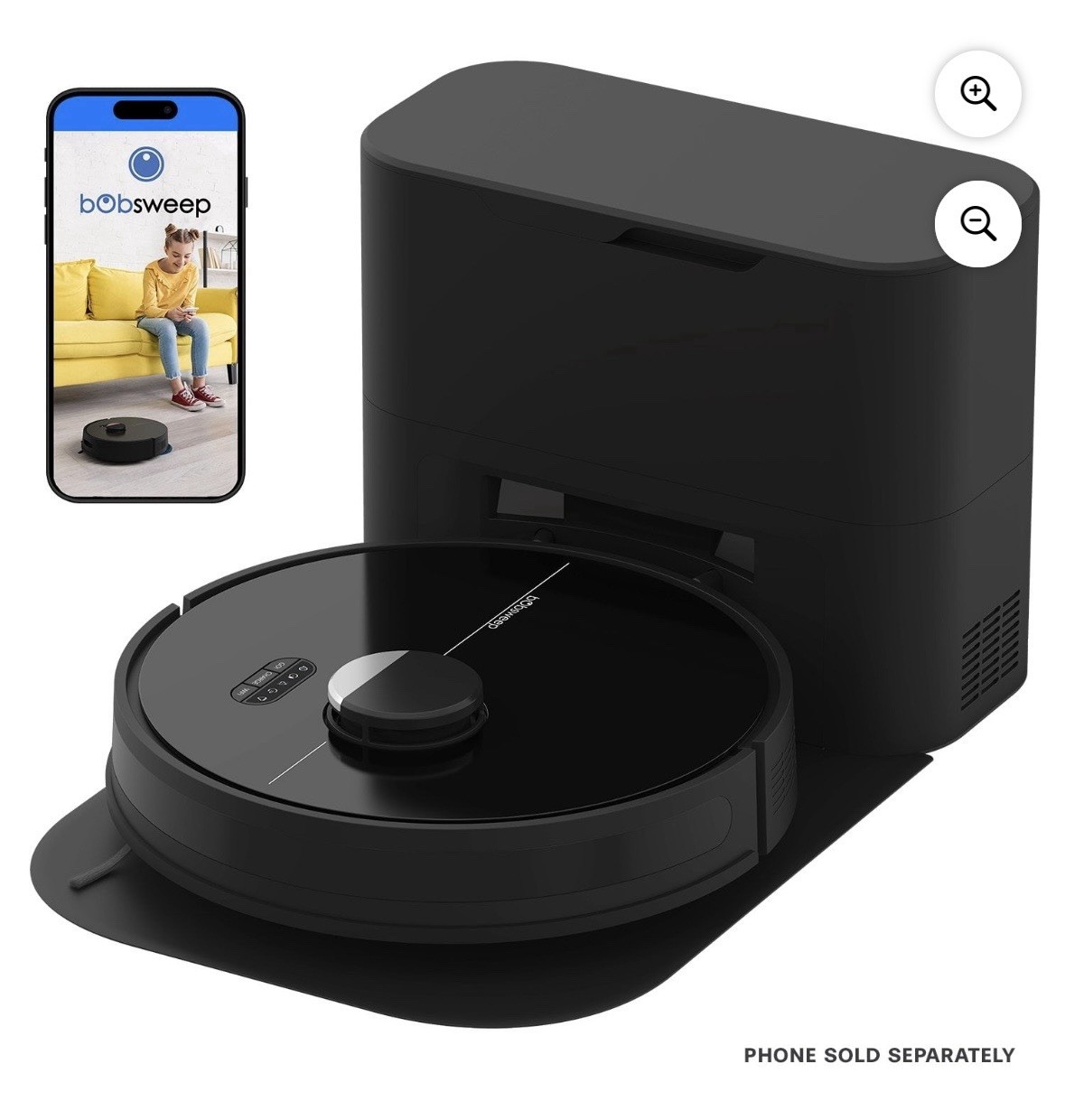 bObsweep Dustin Self-Emptying Robot Vacuum & Mop with 100-Day Dock