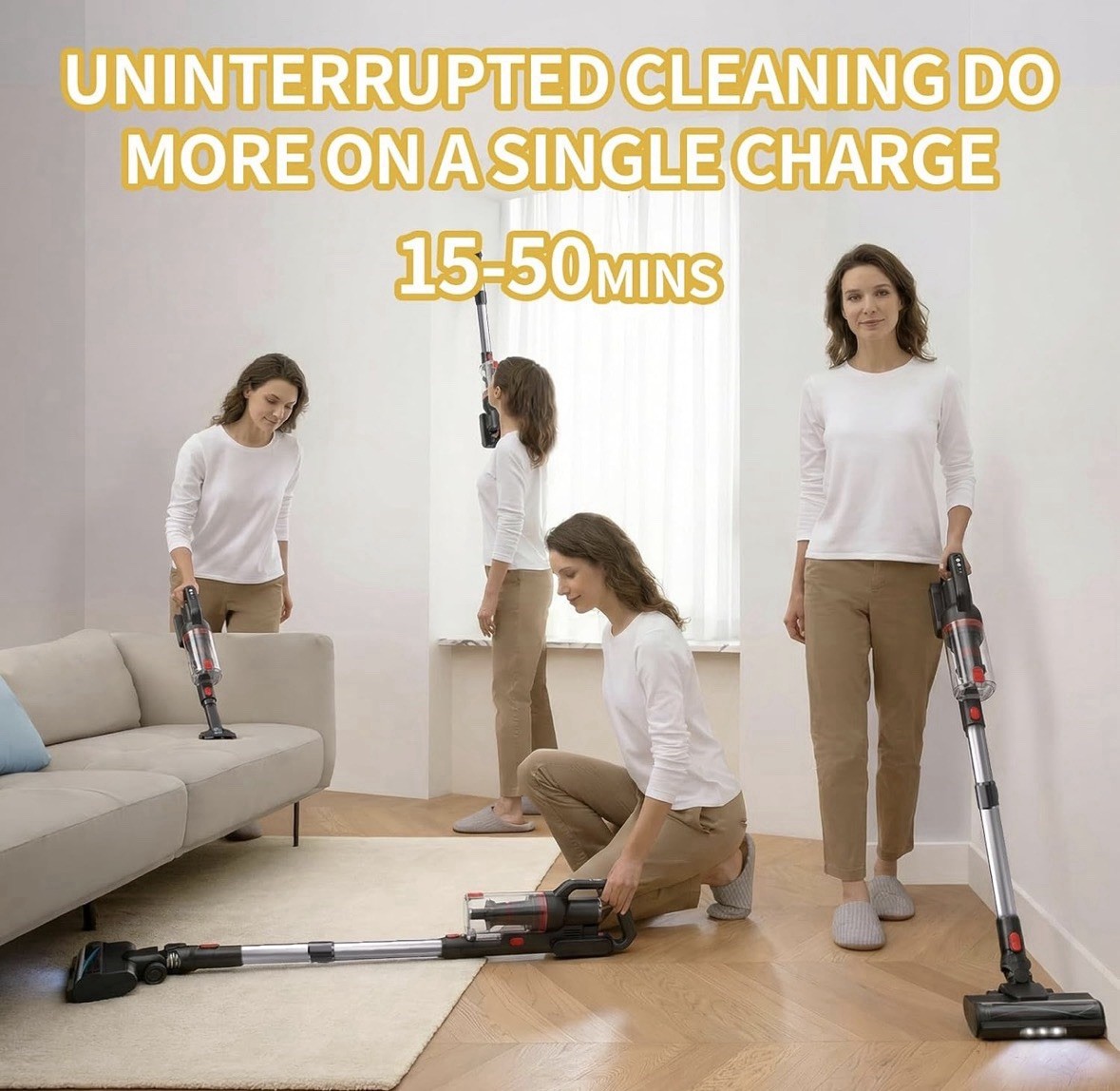 Cordless Vacuum Cleaner 40KPA 500 W Up To 45 Min. Of Run Time