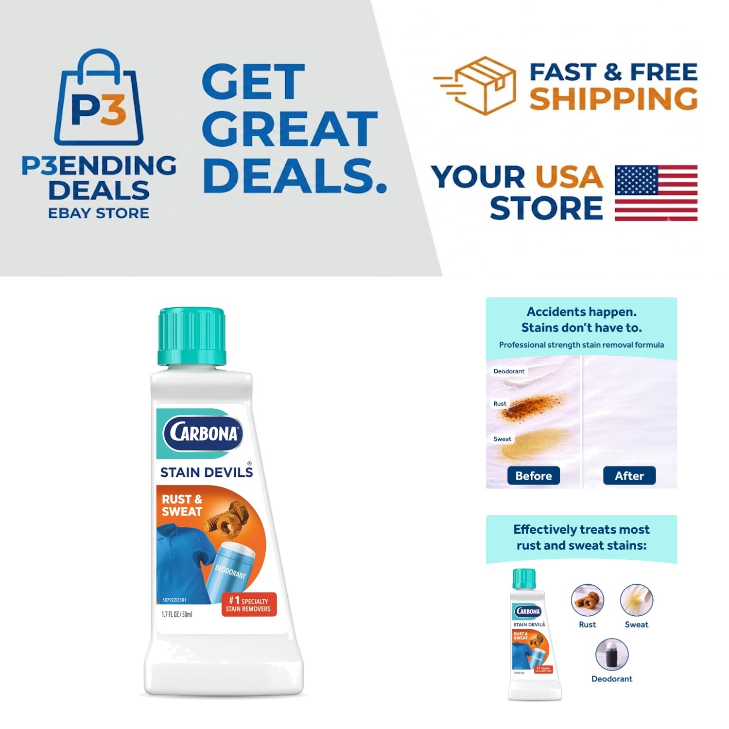 Stain Devils 1.7 Fl Oz: Powerful Rust & Perspiration Stain Solution, All Fabrics