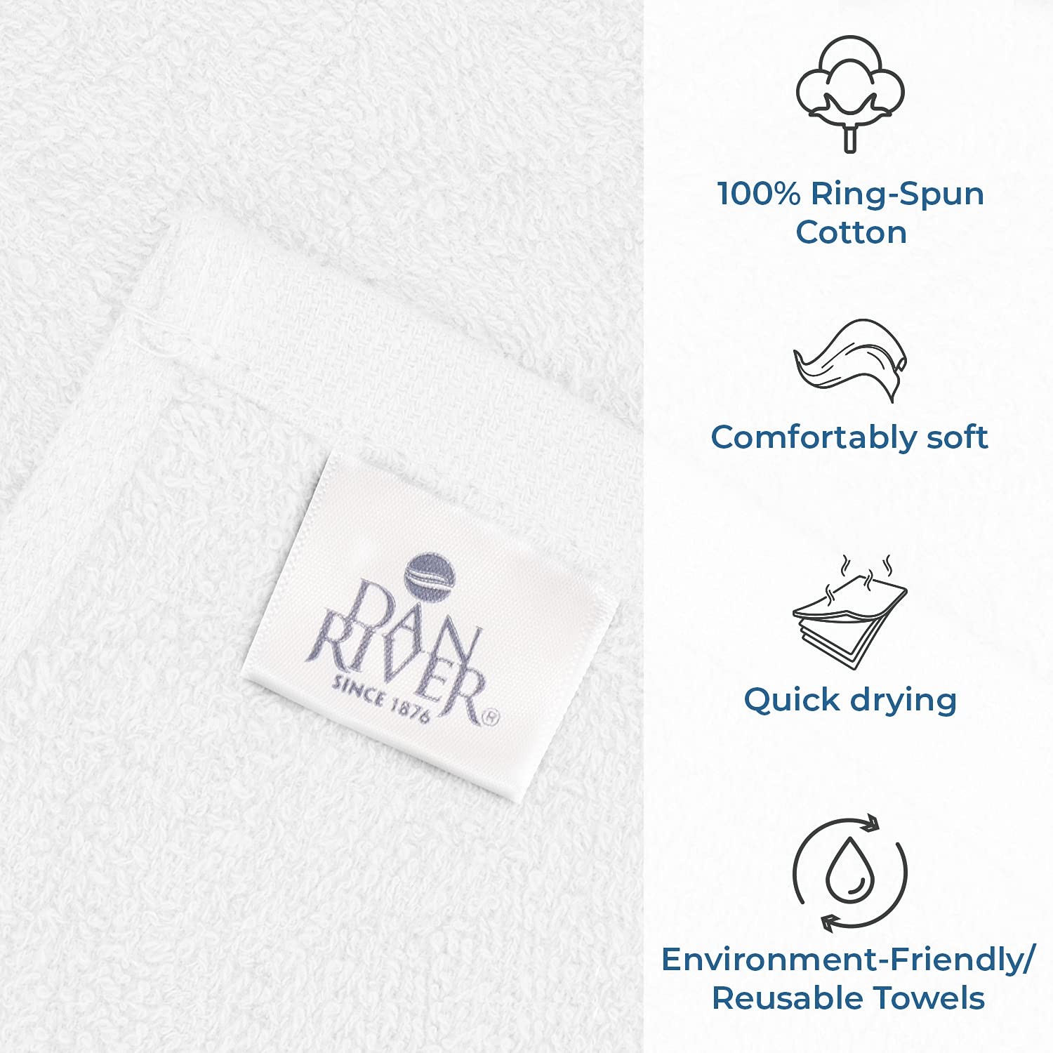 100% Cotton Bar Mop Kitchen Towels, 16×19 inches, Pack of 12, 350 GSM, White …