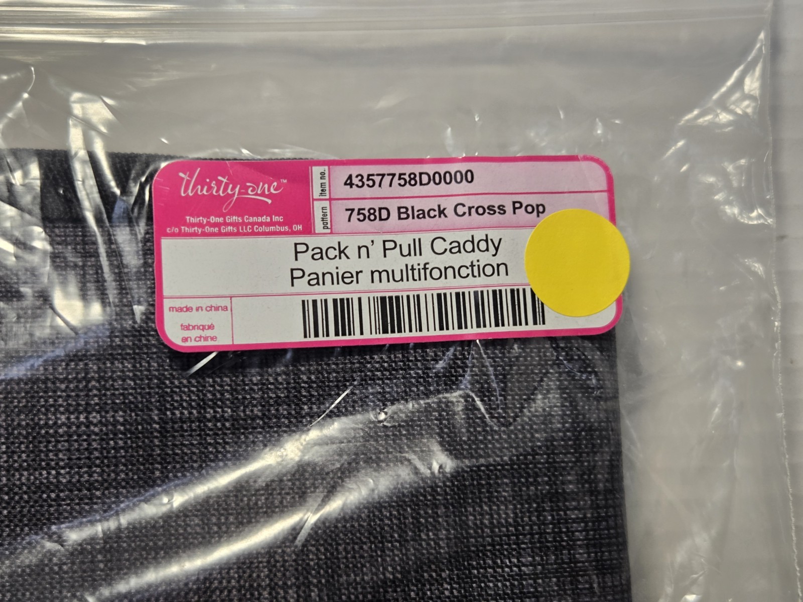 Thirty One Pack N Pull Caddy – Black Cross Pop – 758D – “Light Em Up” Embroidery