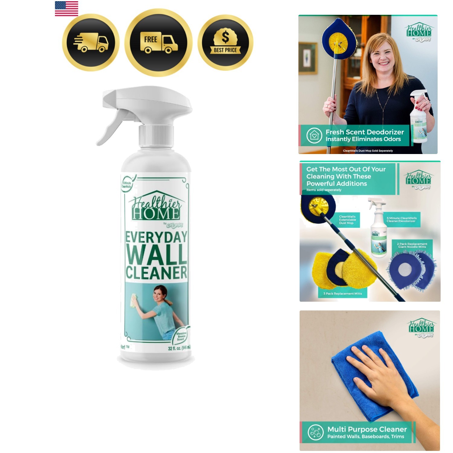 Wall Cleaner Spray Paint Surface Multi Purpose Dust Dirt Odor Stain Remover 32oz