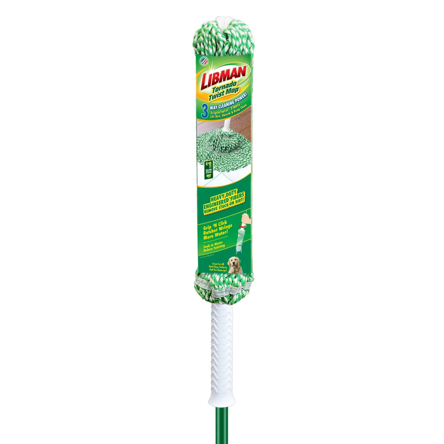 (2 Pack) Libman Tornado Twist Mop Cotton Blend Head Steel Handle Green & White
