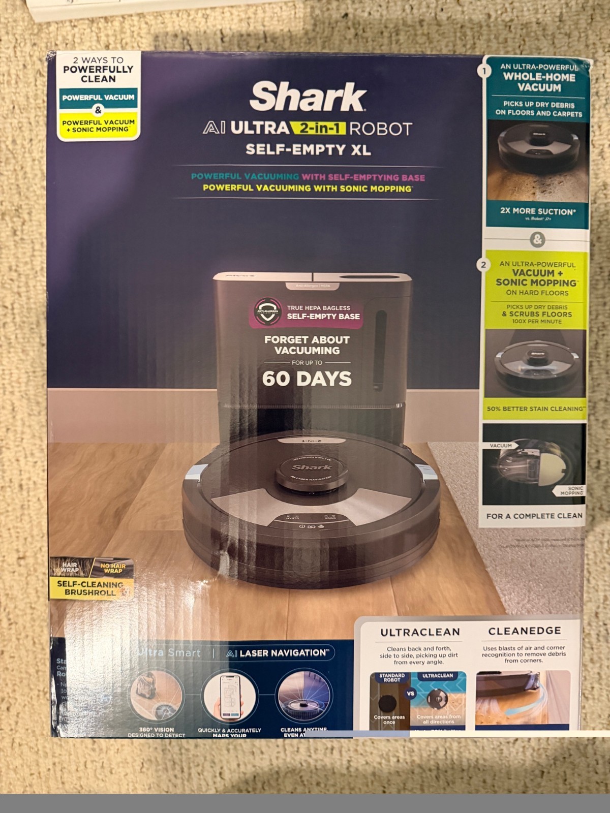 Shark AI Ultra 2-in-1 Cordless Robot Vacuum RV2610WA – NEW IN BOX