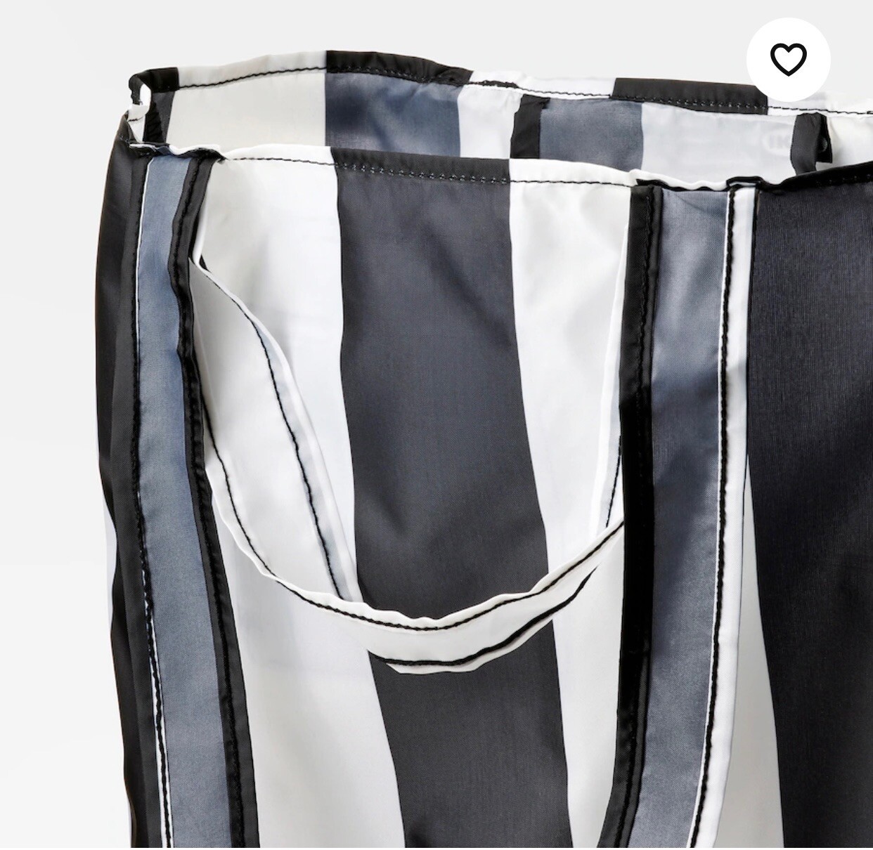 IKEA SKYNKE Black And White Stripped Folds Into It’s Pocket Shopping Tote Bag