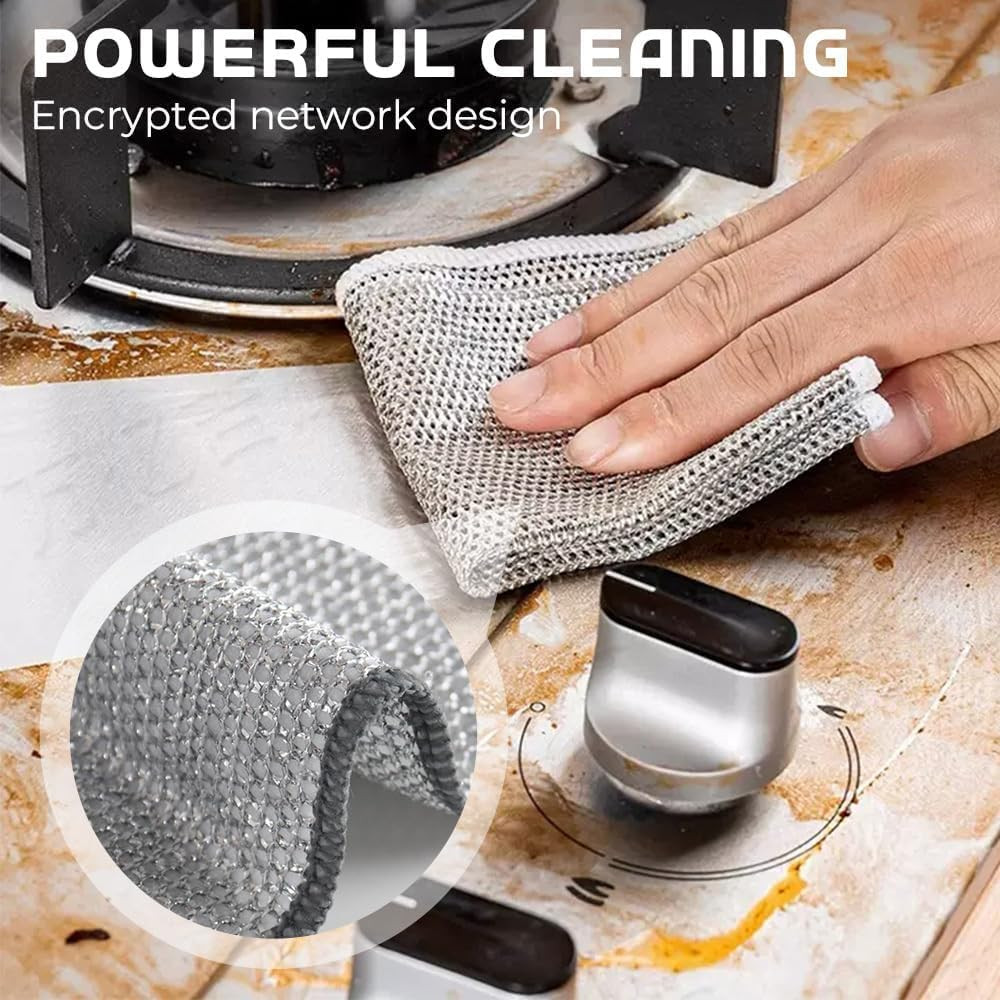 Multipurpose Wire Dishwashing Rags for Wet and Dry, 2024 New Double Layer Wire C