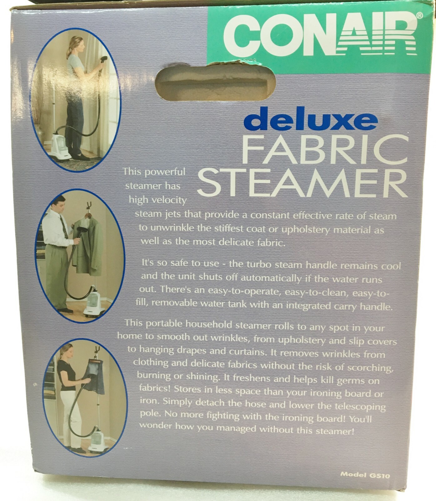New Conair GS10 Deluxe Fabric Steamer w/Telescopic Pole 1300W Clothes Drapes