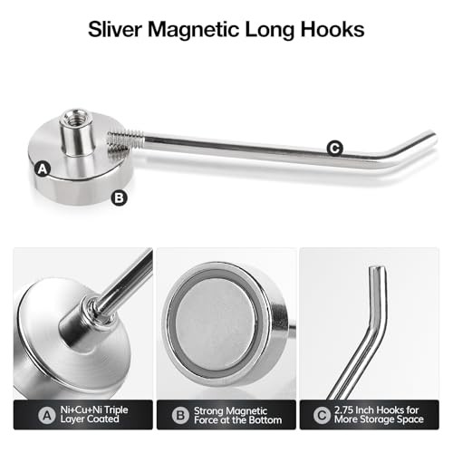 15 lb Heavy Duty Magnetic Hooks – 3 Inch Long Magnetic Cruise