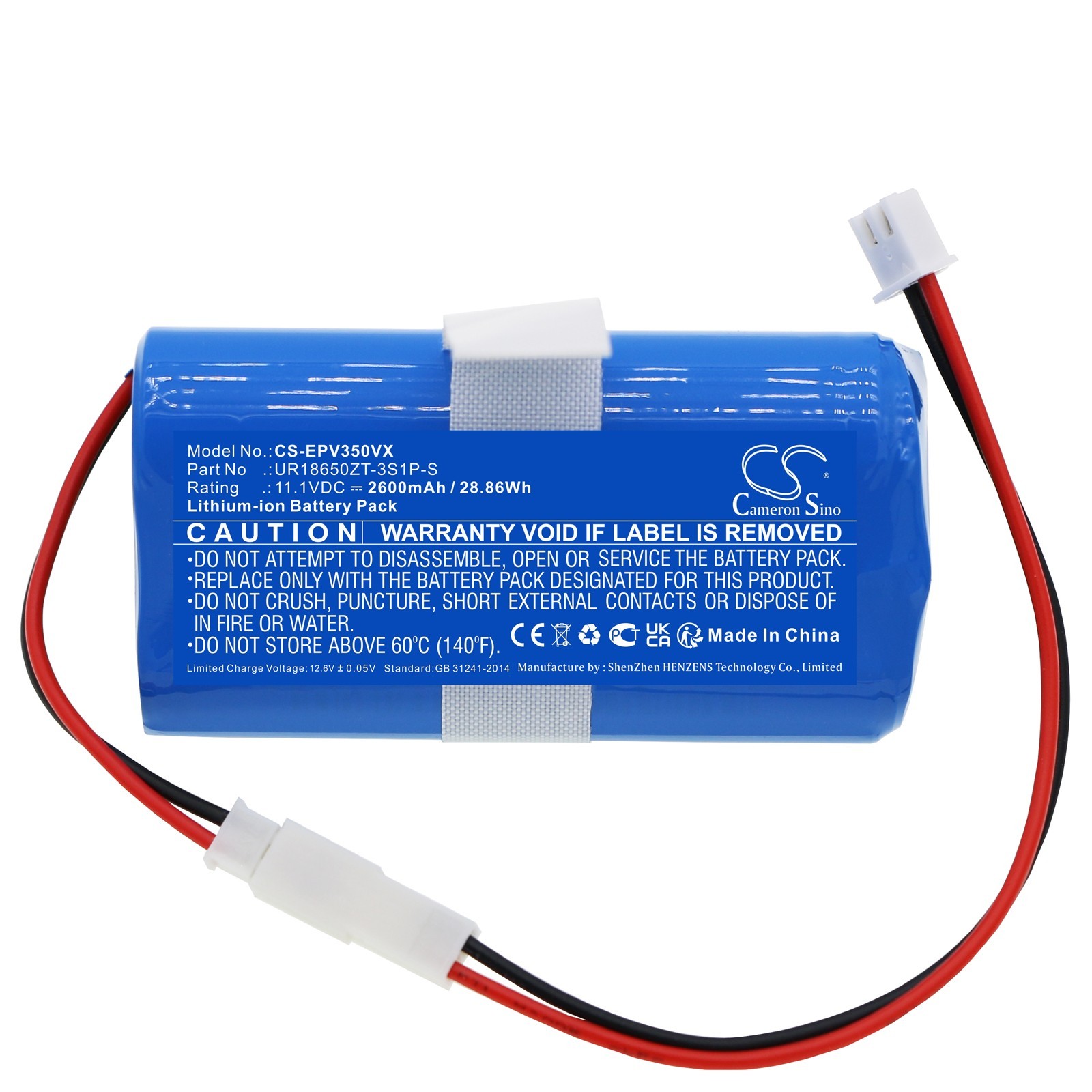 Li-ion BATTERIE 11.1V 2600mAh UR18650ZT-3S1P-S For Electropan Ilife V3S