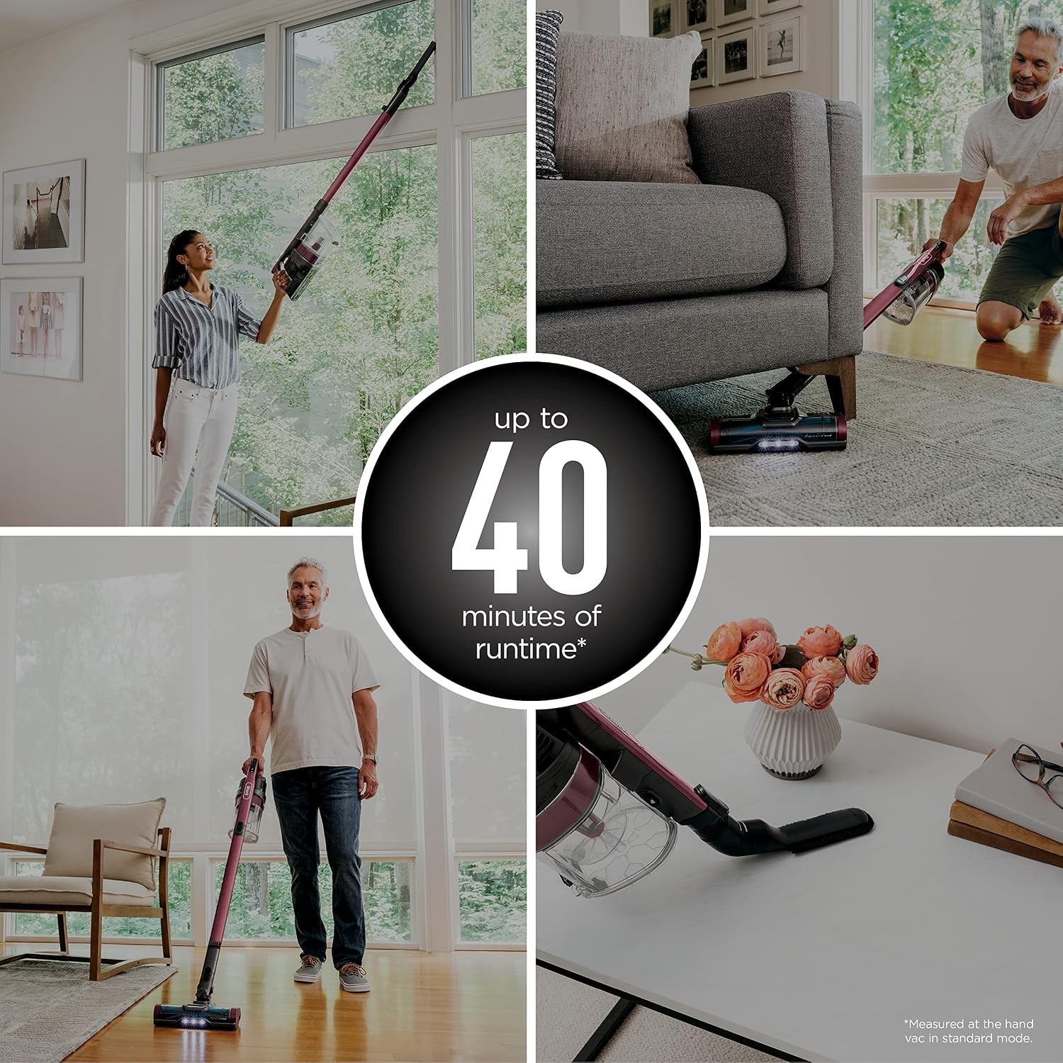 Cordless Stick Vacuum 40min Runtime Removable Handheld Red Lightweight