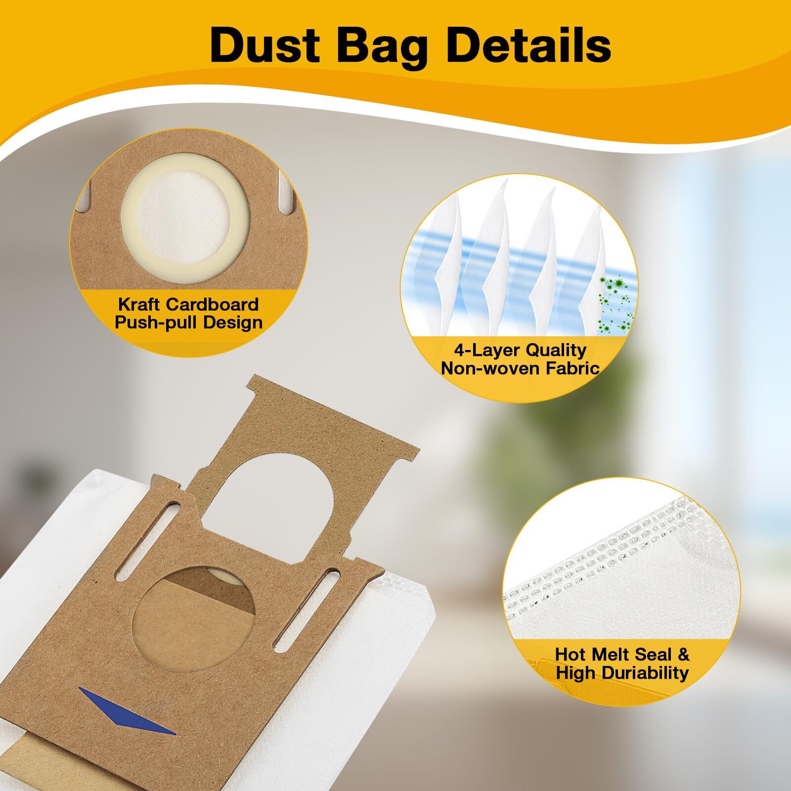 12 Pack Vacuum Dust Bags For Yeedi K781+ Vac Station 2.5l Autoempty Replacement