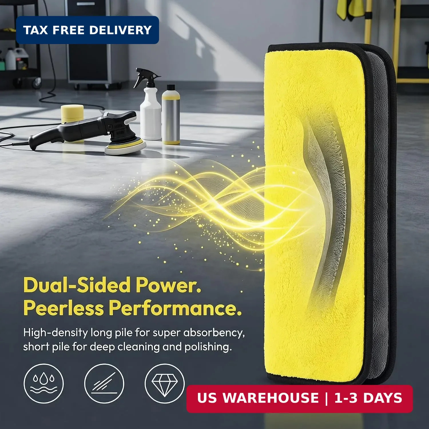 10 Pack Yellow Grey Microfiber Towels for Cars 12×16 Coral Velvet Drying Cloths