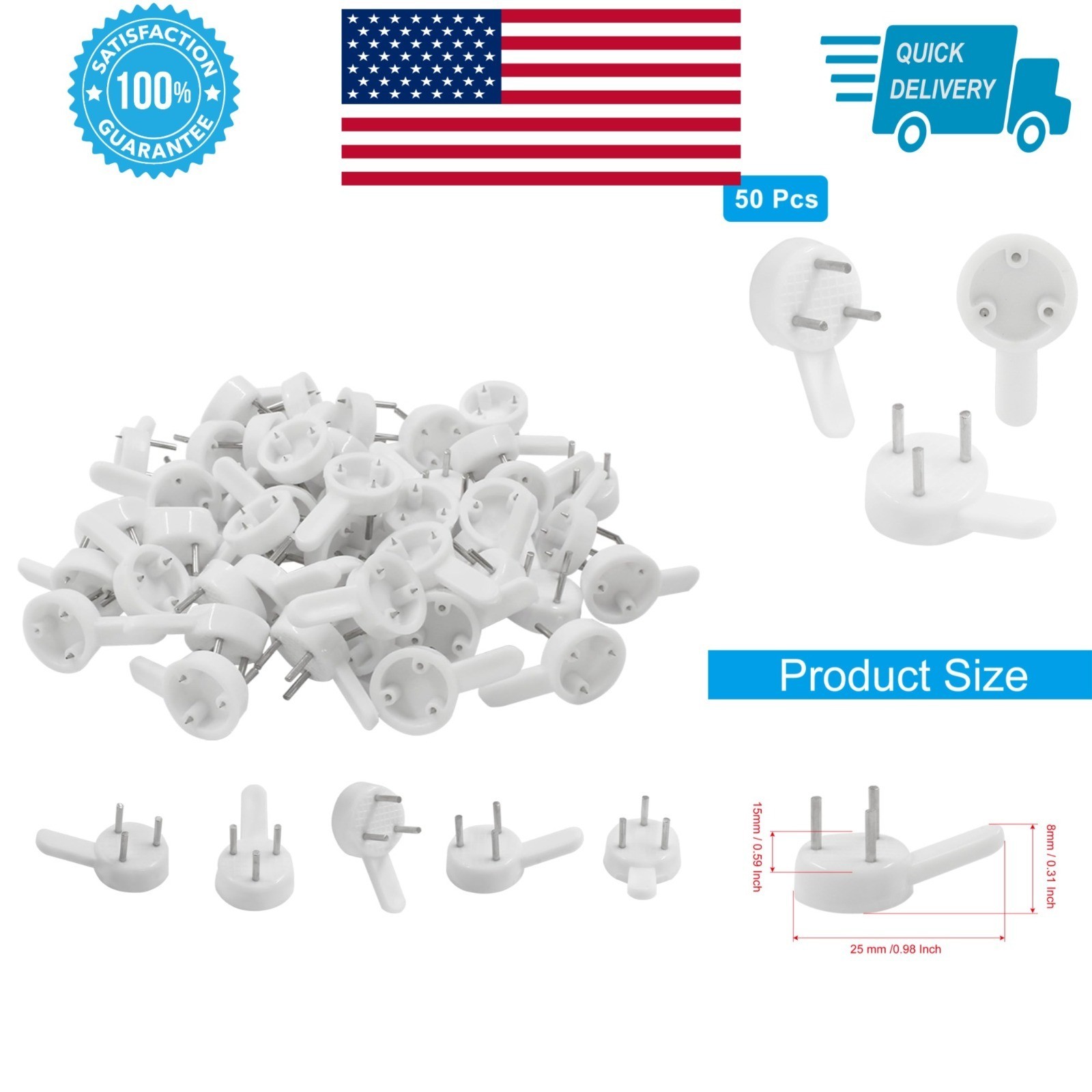 Hordion 50 PCS Plastic Picture Hangers – Invisible Nail Wall Hooks