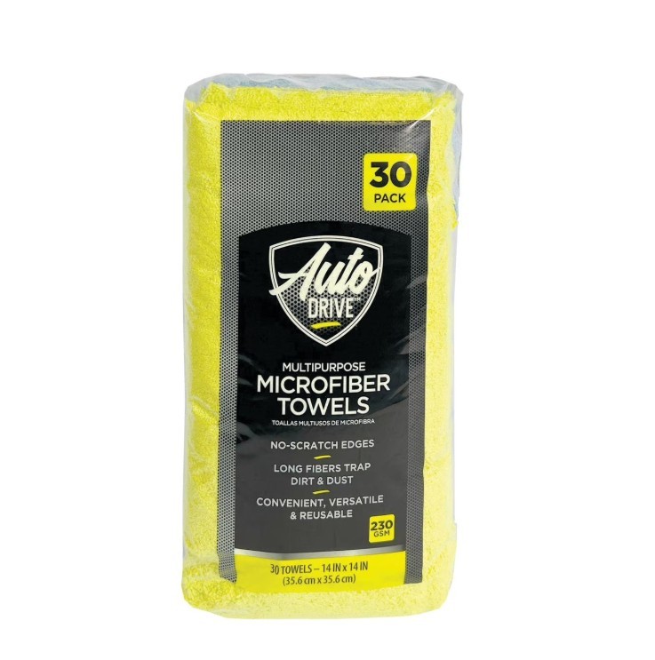 Auto Drive 14″ x 14″ Multipurpose Microfiber Towels, 30 Pack, Multicolor